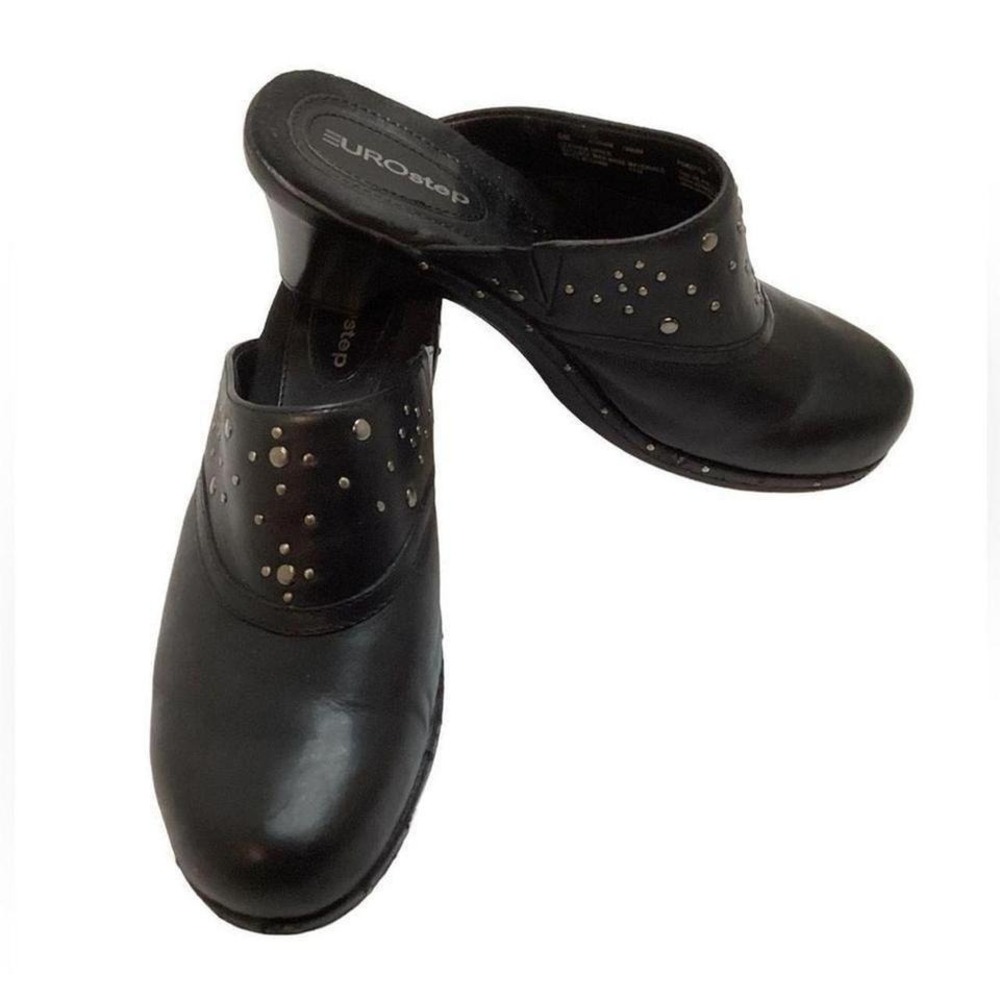 Eurostep black Jordan style‎ leather mules size 8